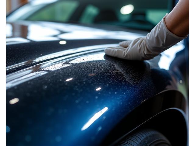Application de revêtement céramique 3.0 sur une carrosserie de voiture brillante.