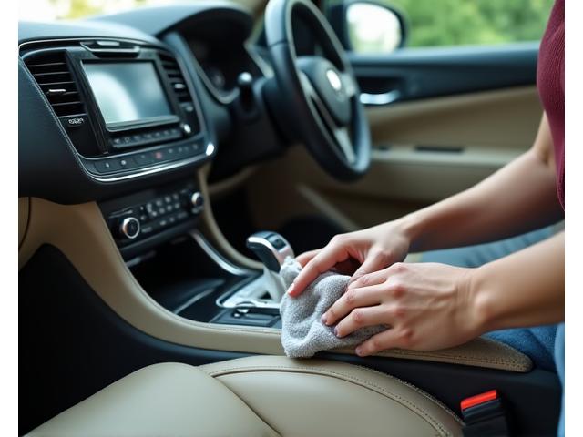 Nettoyage intérieur haut de gamme de voiture avec produits écologiques et outils professionnels